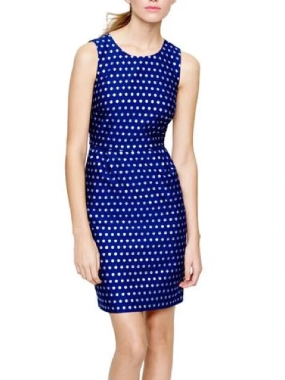 J. Crew Factory Blue Polka Dot Sheath Dress - Like New!